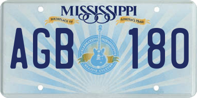 MS license plate AGB180