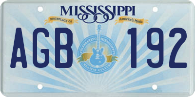 MS license plate AGB192