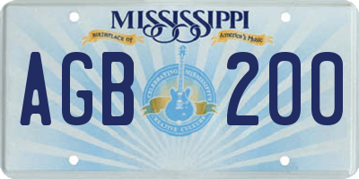 MS license plate AGB200