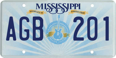 MS license plate AGB201