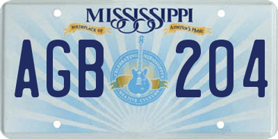 MS license plate AGB204