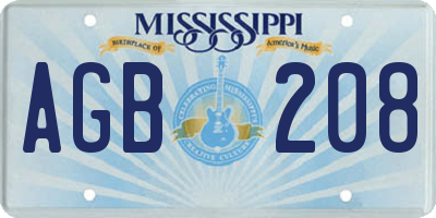 MS license plate AGB208