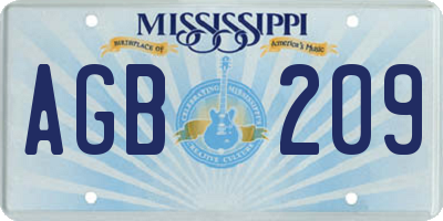 MS license plate AGB209
