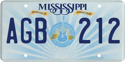 MS license plate AGB212