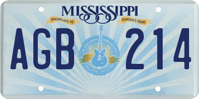 MS license plate AGB214