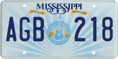 MS license plate AGB218