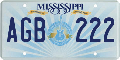 MS license plate AGB222