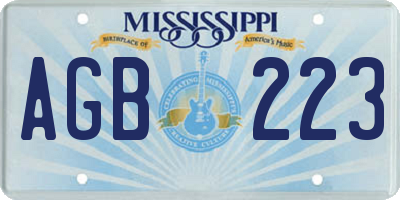 MS license plate AGB223