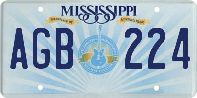 MS license plate AGB224