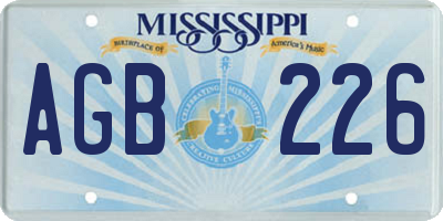 MS license plate AGB226