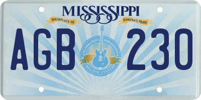 MS license plate AGB230