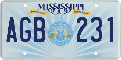 MS license plate AGB231