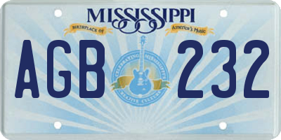 MS license plate AGB232