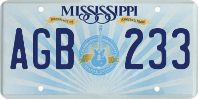 MS license plate AGB233