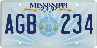 MS license plate AGB234