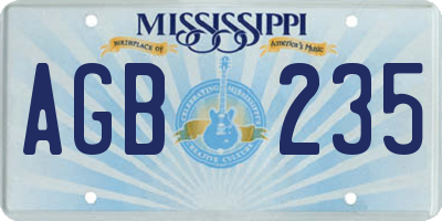 MS license plate AGB235