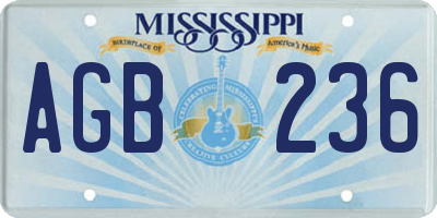MS license plate AGB236