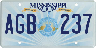 MS license plate AGB237