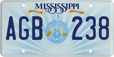 MS license plate AGB238