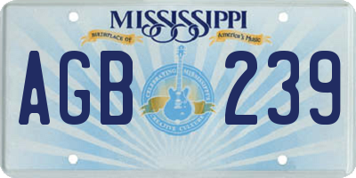 MS license plate AGB239