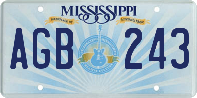 MS license plate AGB243