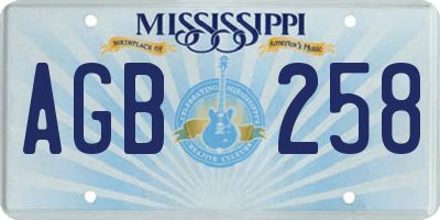 MS license plate AGB258