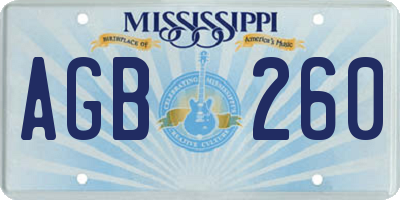 MS license plate AGB260