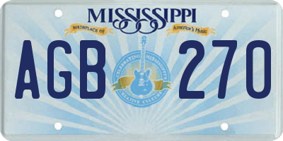 MS license plate AGB270