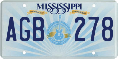 MS license plate AGB278