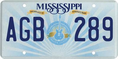 MS license plate AGB289