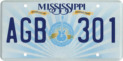MS license plate AGB301