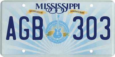MS license plate AGB303