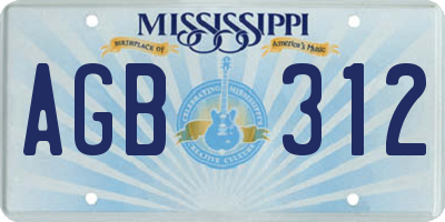 MS license plate AGB312
