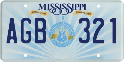 MS license plate AGB321
