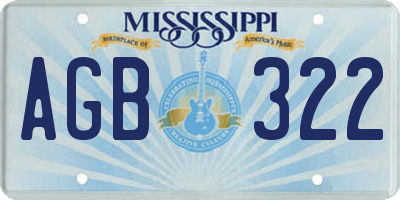 MS license plate AGB322
