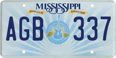 MS license plate AGB337