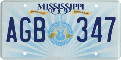 MS license plate AGB347