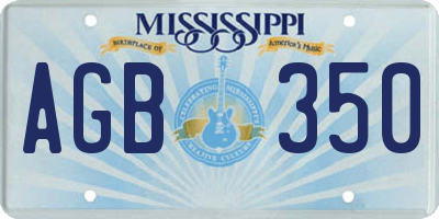 MS license plate AGB350