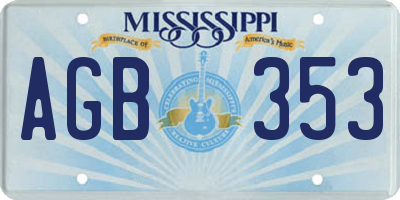 MS license plate AGB353