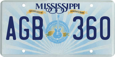 MS license plate AGB360