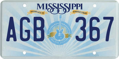 MS license plate AGB367