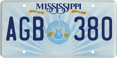 MS license plate AGB380