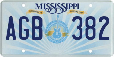 MS license plate AGB382