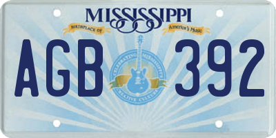 MS license plate AGB392
