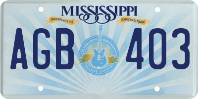 MS license plate AGB403