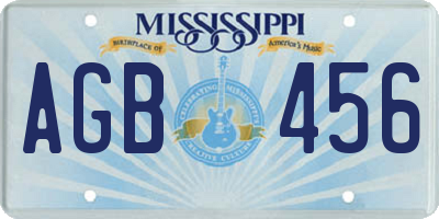 MS license plate AGB456