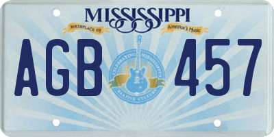 MS license plate AGB457