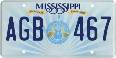 MS license plate AGB467