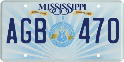 MS license plate AGB470