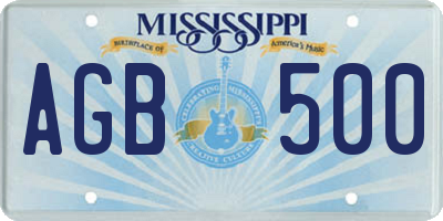 MS license plate AGB500